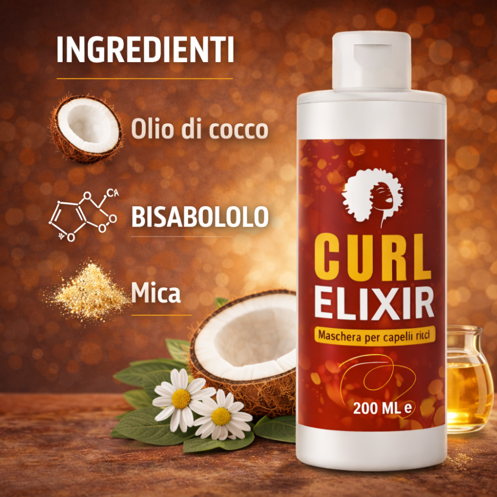 Curl Elixir – Maschera Ricciante Nutriente con Olio di Cocco e Bisabolo Klondo