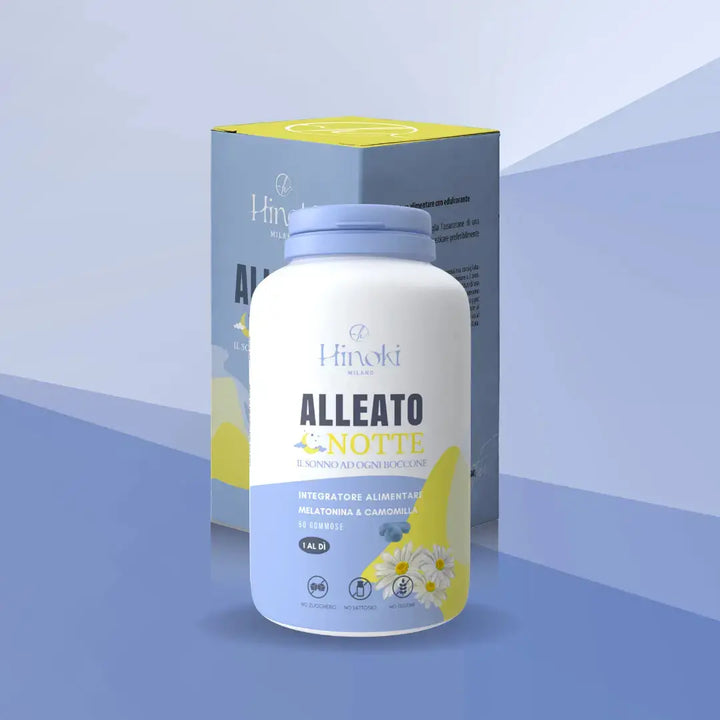 Gommose Alleato Notte con Melatonina, Camomilla e Vitamina B6 per un sonno profondo e rigenerante.