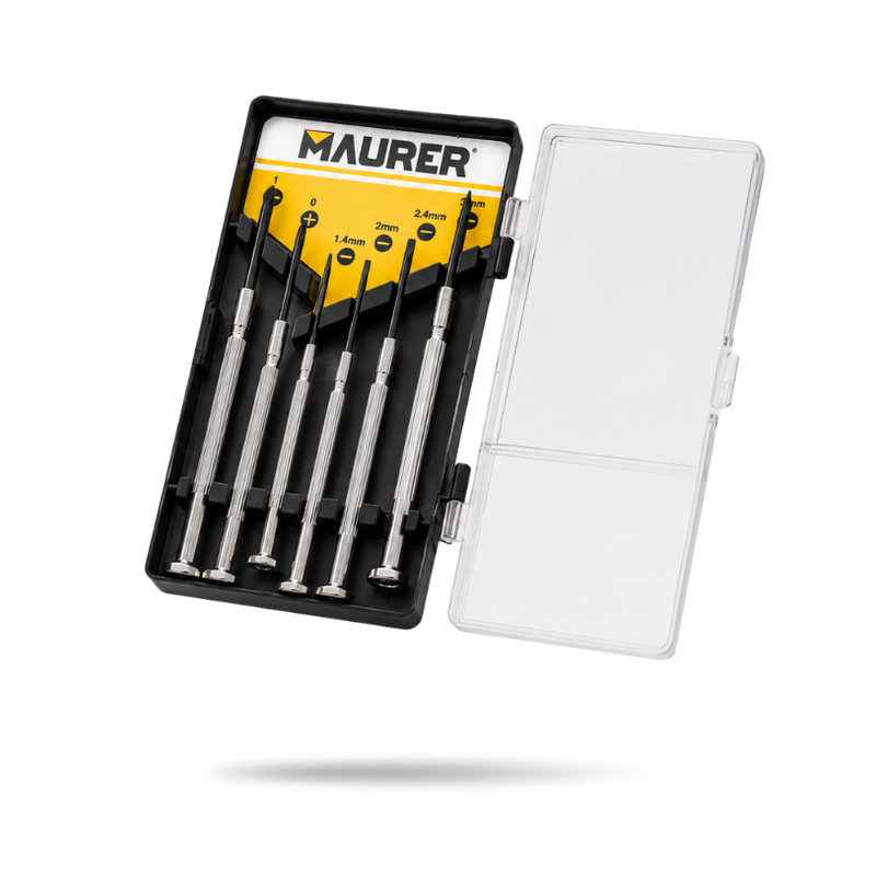 Set Cacciaviti di Precisione Maurer 6 Pezzi – Kit per Orologi, Elettronica, Smartphone e Piccole Riparazioni con Custodia Klondo