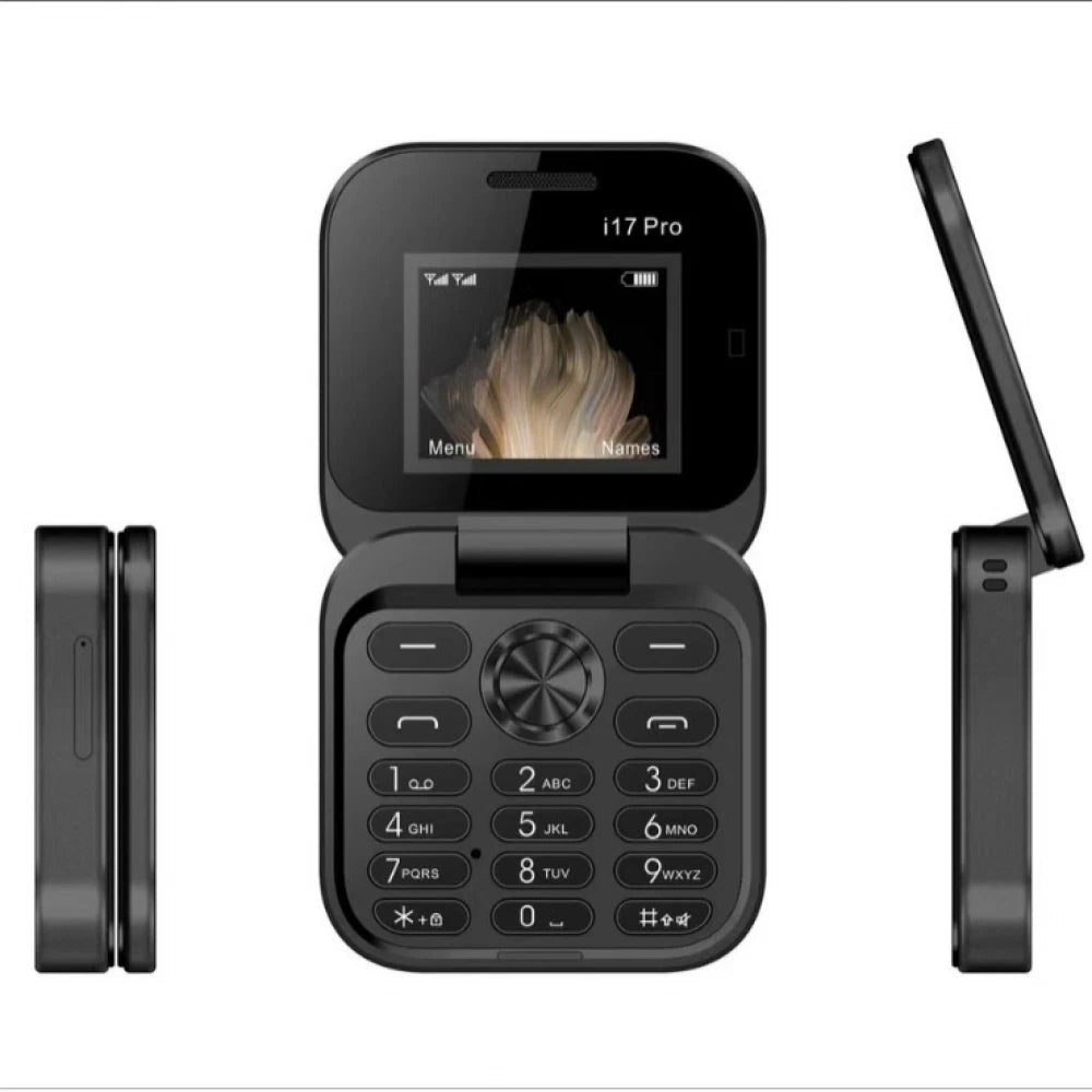 Mini Flip I17 Pro – Cellulare Pieghevole Dual SIM con Tastiera Grande, Torcia LED, Tascabile Klondo