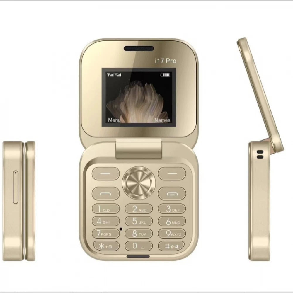 Mini Flip I17 Pro – Cellulare Pieghevole Dual SIM con Tastiera Grande, Torcia LED, Tascabile Klondo