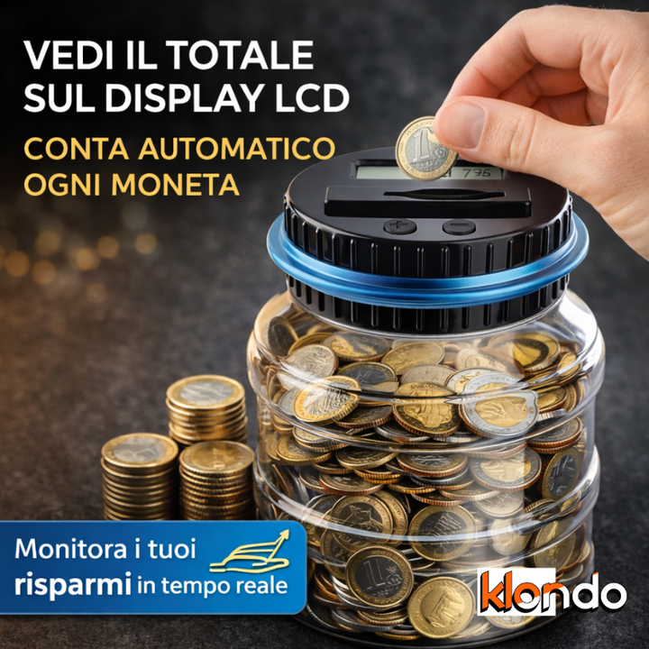 Salvadanaio Digitale Conta Monete con Display LCD – Conta Automatico Risparmi Klondo