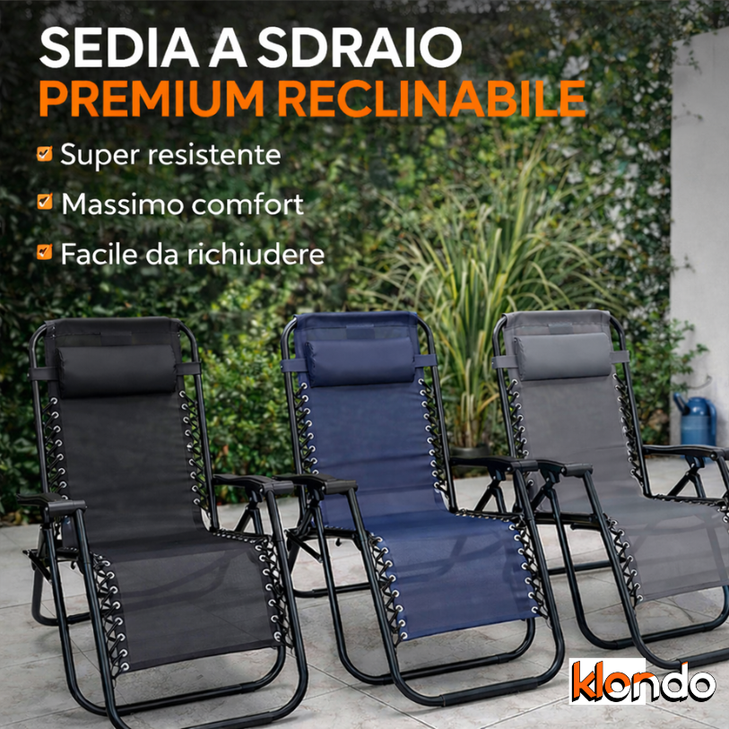 Sedia Sdraio Relax Premium Reclinabile – Struttura Rinforzata e Massimo Comfort Klondo