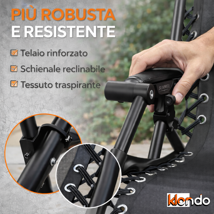 Sedia Sdraio Relax Premium Reclinabile – Struttura Rinforzata e Massimo Comfort Klondo
