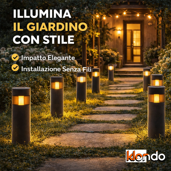 Set 3 Luci Solari da Giardino LED | IP44 Impermeabili - Luce Calda Automatica - Illuminazione Moderna Klondo