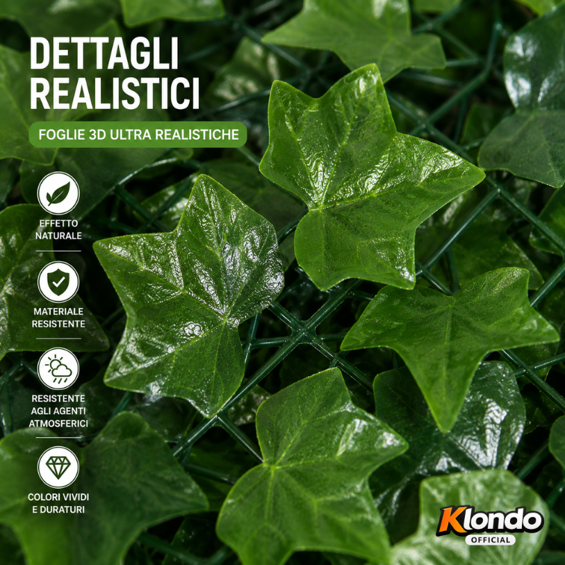 Siepe Artificiale 3D Effetto Realistico 1x3 Metri – Privacy e Design per Esterni e Interni Klondo