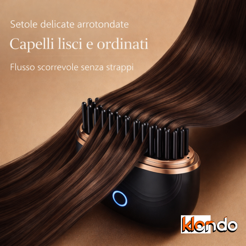 Mini Spazzola Lisciante Professionale Senza Fili – Ricaricabile USB, Portatile, Capelli Lisci Ovunque Klondo