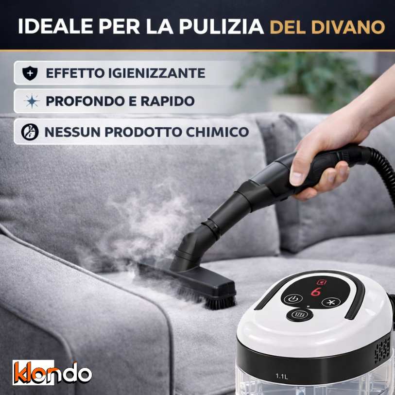 Pulitore a Vapore Portatile Multifunzione – Steam Cleaner Professionale per Casa e Auto Klondo