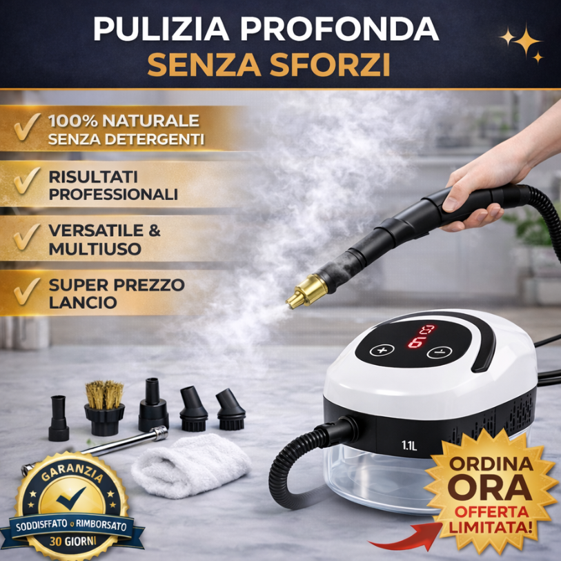 Pulitore a Vapore Portatile Multifunzione – Steam Cleaner Professionale per Casa e Auto Klondo