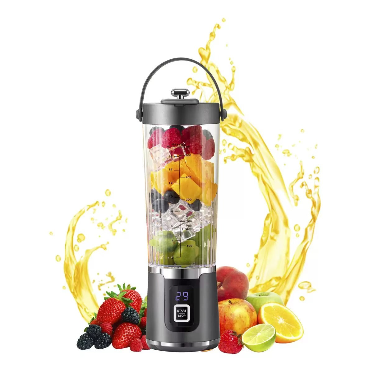 Frullatore Portatile Ricaricabile USB 500ml – Blender Multifunzione ad Alta Potenza con Lame in Acciaio Inox Klondo
